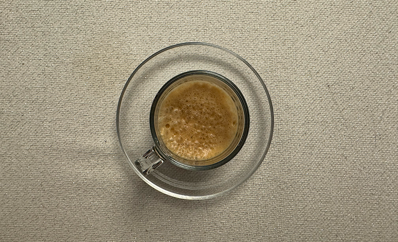 A picture of a coffee cup from top down